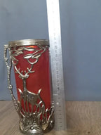 Silver-toned metal relief of a deer among branches with side handles – detail 6