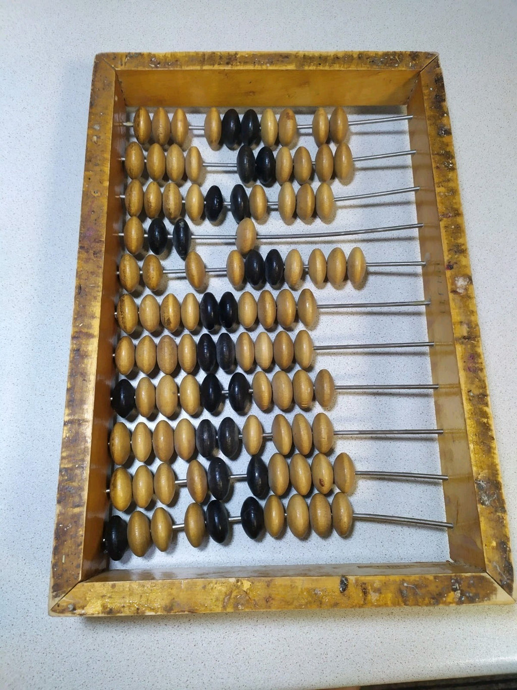Vintage Soviet abacus, close-up of wooden beads and patina on the frame – detail 8