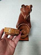 Vintage Russian folk art bear showing wood grain and patina – detail 13