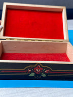 Folk-style painted lid of the vintage Ukrainian SSR jewelry box