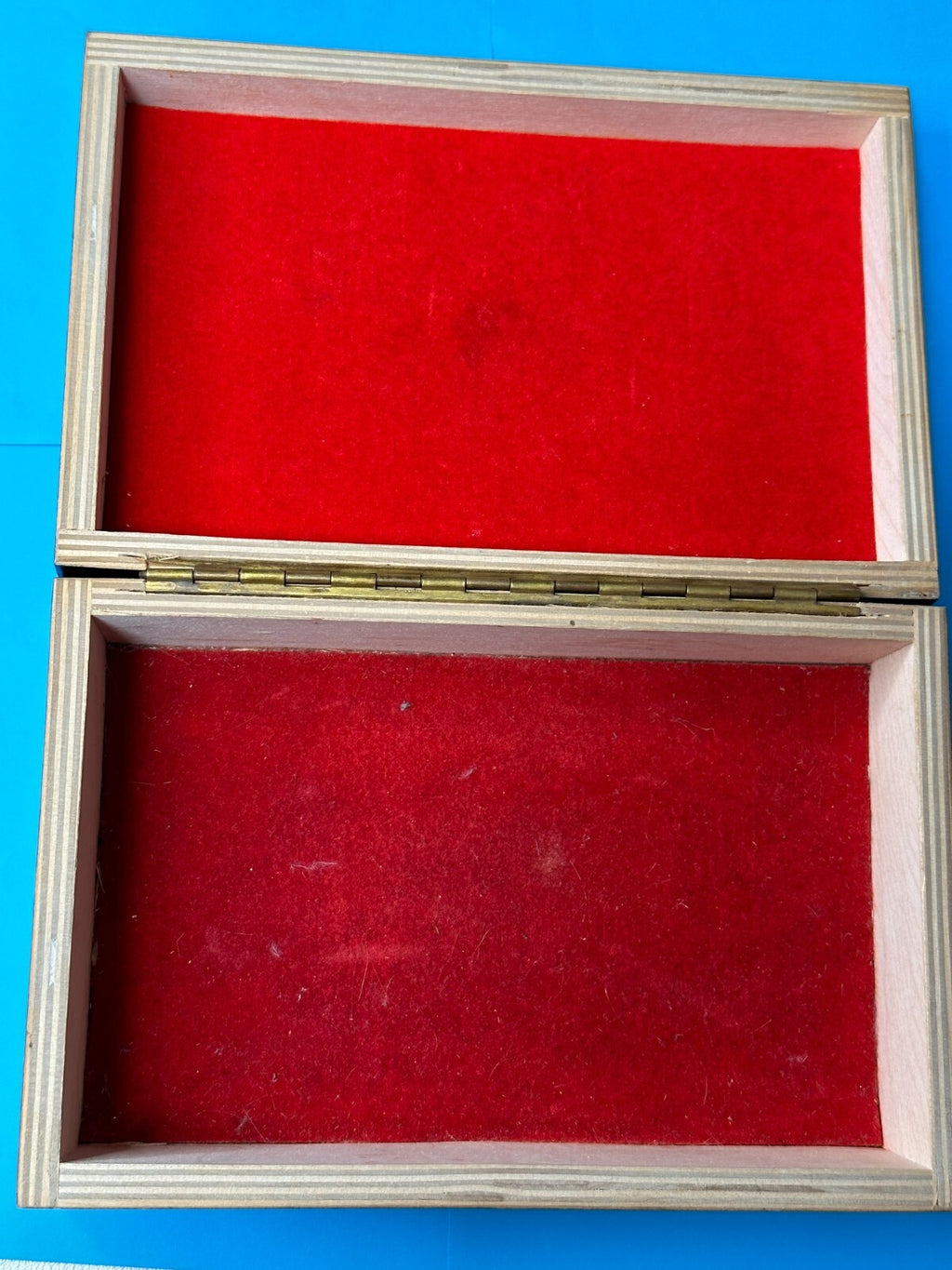 Soviet jewelry box open with bright red velvet lining – detail 5