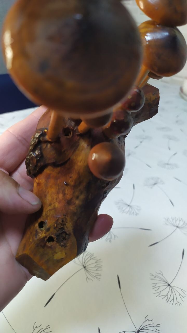 Handmade USSR wooden mushroom decor, side view – detail 7