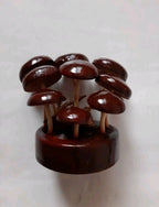 Soviet home decor desk souvenir with a family of lacquered wooden mushrooms