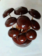 USSR home decor mushroom figurine with faux forest moss between the stems