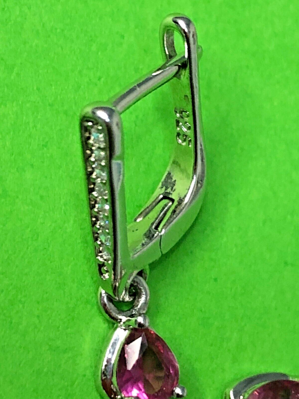 Leverback earring with 925 hallmark and cubic zirconia accents