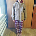 STIMMA girls teddy fleece jacket, beige hooded sherpa coat, front view