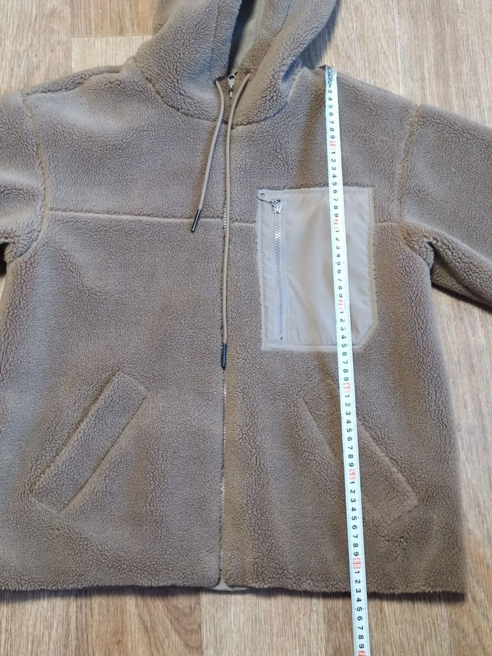 Sherpa hooded coat with contrast zippered chest pocket and full zip – detail 11