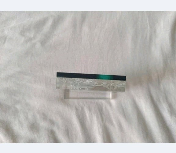 Teal home decor glass panel set into a removable clear stand – detail 7