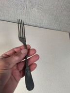 Imperial Russian copper fork with four tines, close-up of the tine root – detail 9