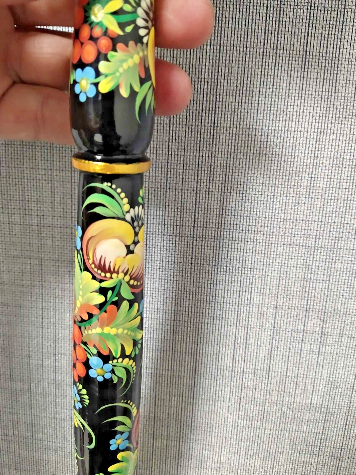 Hand-painted Ukrainian mace with wooden bead pendant at the base – detail 16