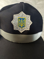 Embroidered silver star with Tryzub on the National Police of Ukraine cap – detail 5
