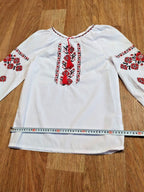 Cross-stitch folk embroidery on the vyshyvanka sleeves – detail 6