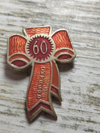 Vintage USSR badge for 60 years of the Great October Revolution 1977 with ribbon