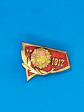 USSR badge for the 50th anniversary of the October Revolution, 1917-1967, red enamel