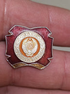 Vintage USSR XXVI Congress of the CPSU pin badge with emblem and coat of arms 1981