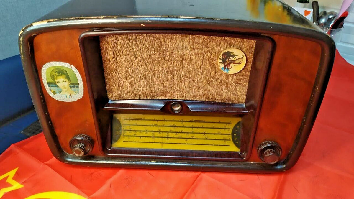Soviet vintage radio VEF Baltika with illuminated dial scale