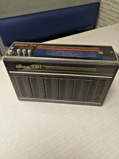 Vintage Soviet radio Spidola 230-1 vertical tuning scale on front panel
