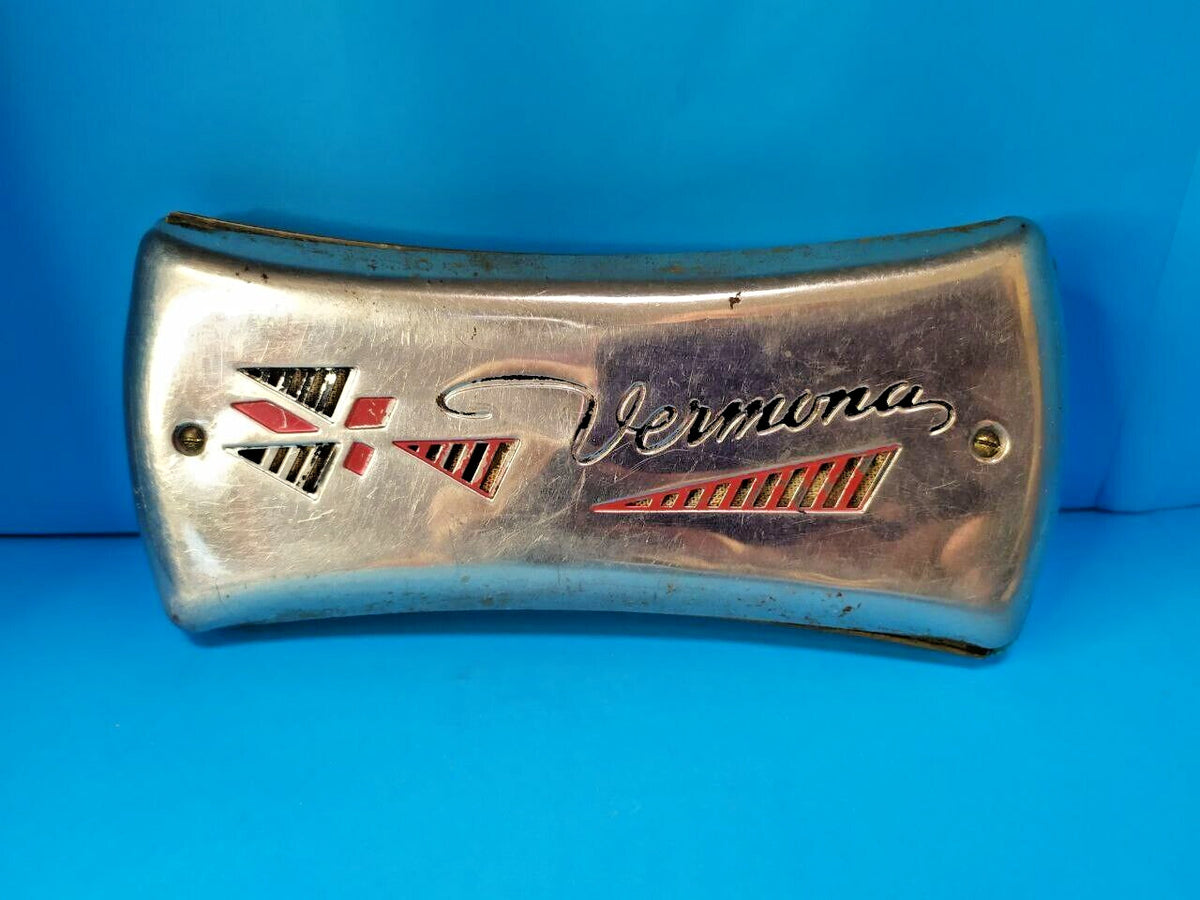 Vermona harmonica with tremolo, made in the GDR, chrome covers and blue plastic comb