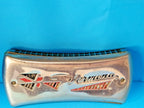 Blue plastic comb of the double-sided tremolo harmonica with small corner chip – detail 6