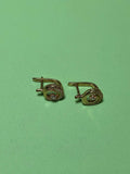 Vintage 14K gold earrings from Ukraine in 583 assay gold, pair front view