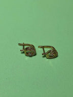 Vintage 14K gold earrings from Ukraine in 583 assay gold, pair front view
