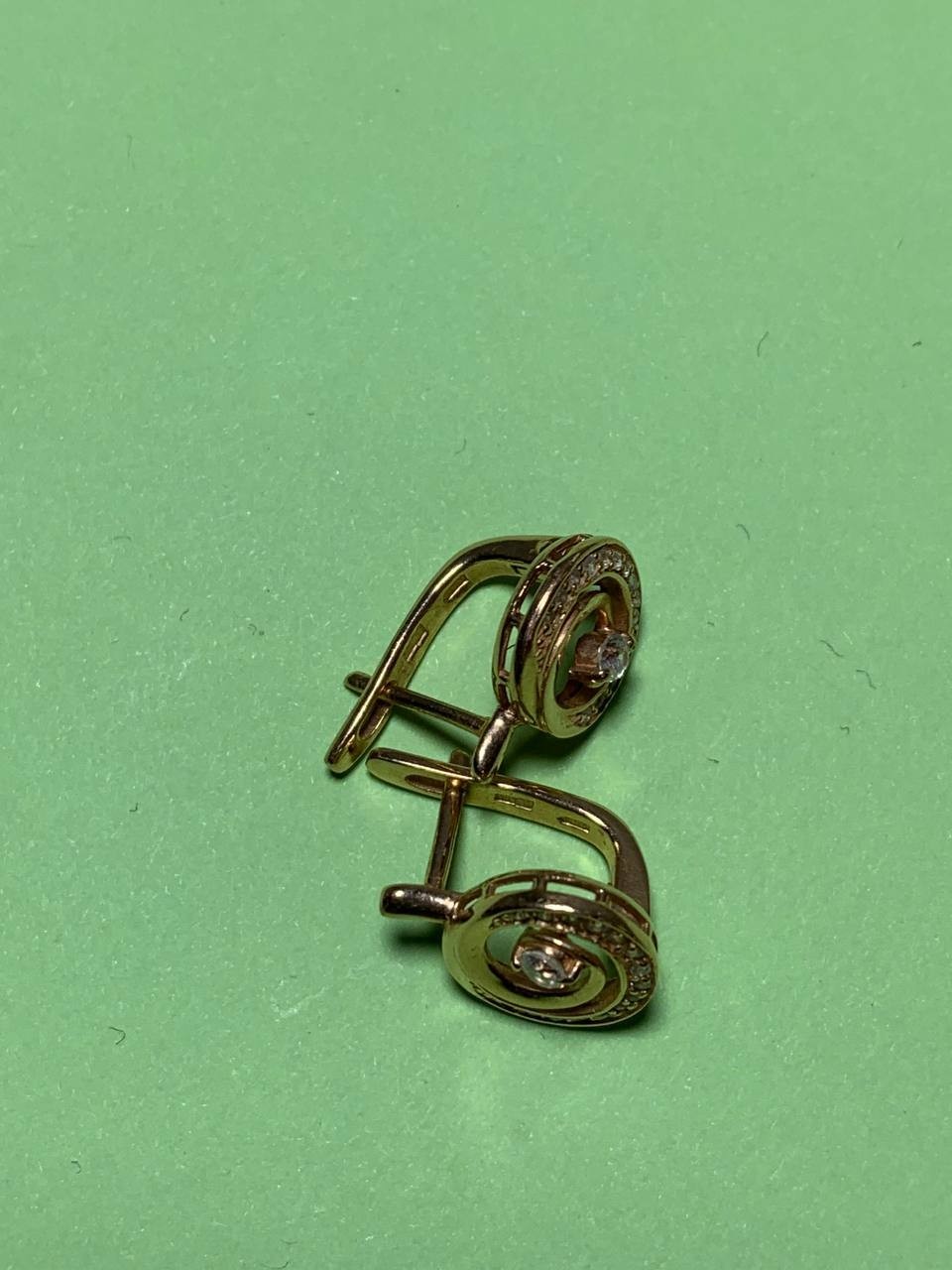 Vintage gold earrings for women in 583 gold, side view