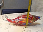 Hand blown glass fish with applied clear ribbed fins and open mouth – detail 11