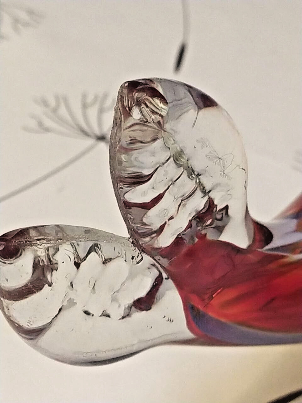 Murano style glass fish close-up of red, blue, yellow and green swirls – detail 13