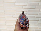 Hand blown glass fish with applied clear ribbed fins and open mouth – detail 5