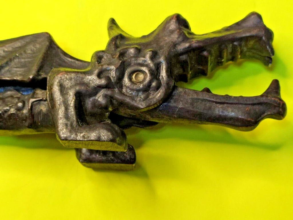 Winged dragon decor piece with dark aged patina