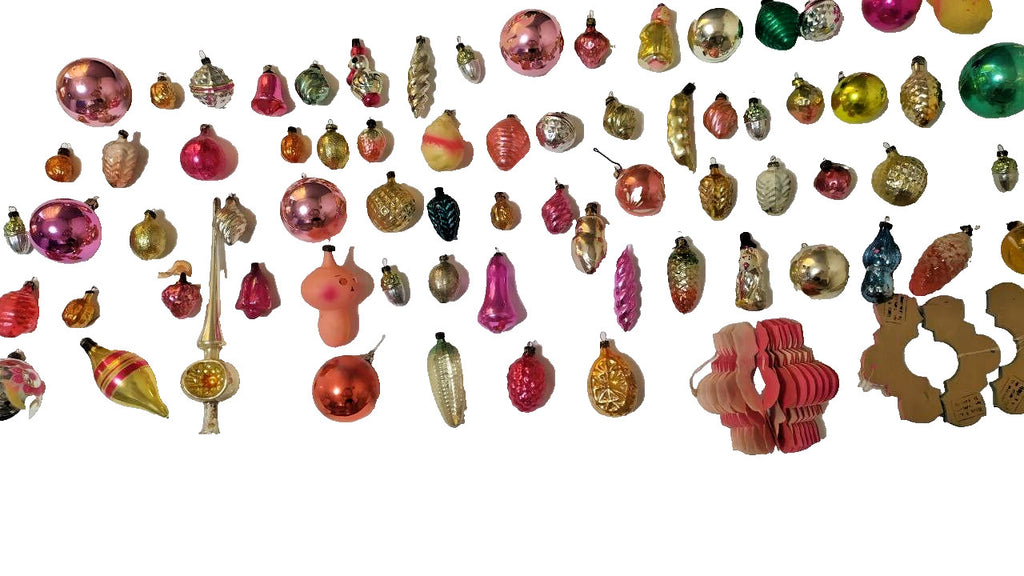 Soviet era Christmas tree decorations showing traces of time