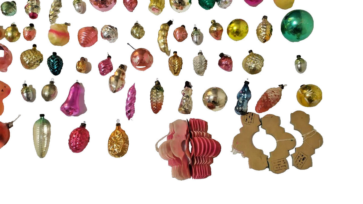 Assorted USSR glass Christmas tree decorations laid out together – detail 5