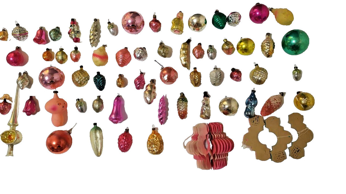 Assorted USSR glass Christmas tree decorations laid out together – detail 8