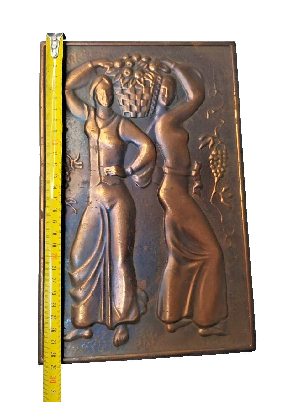 Vintage relief plaque showing natural patina and hammered texture – detail 6