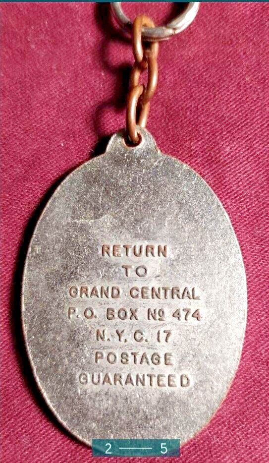 New York City postal history collectible key tag, side view