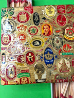 Handmade matchbox case top with embossed cigar labels – detail 5