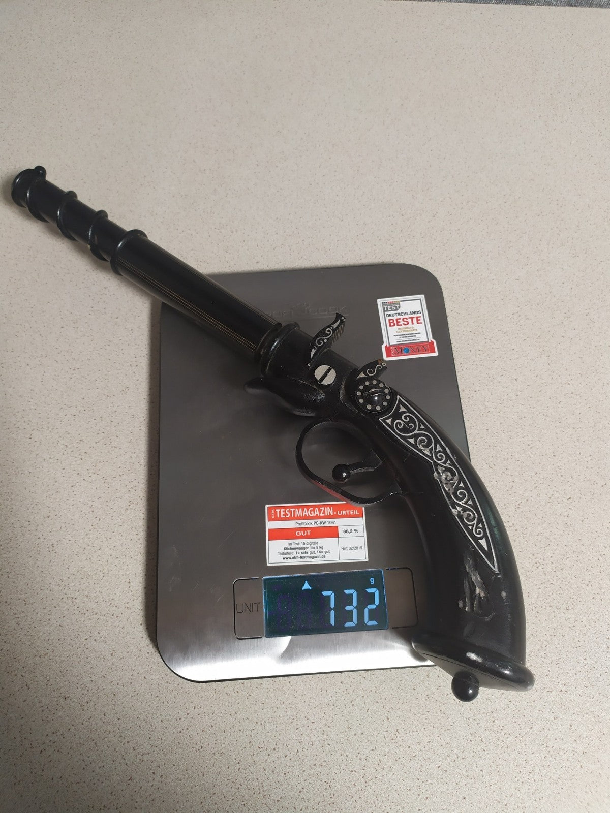 Russian metal pistol souvenir for collectors on display – detail 10