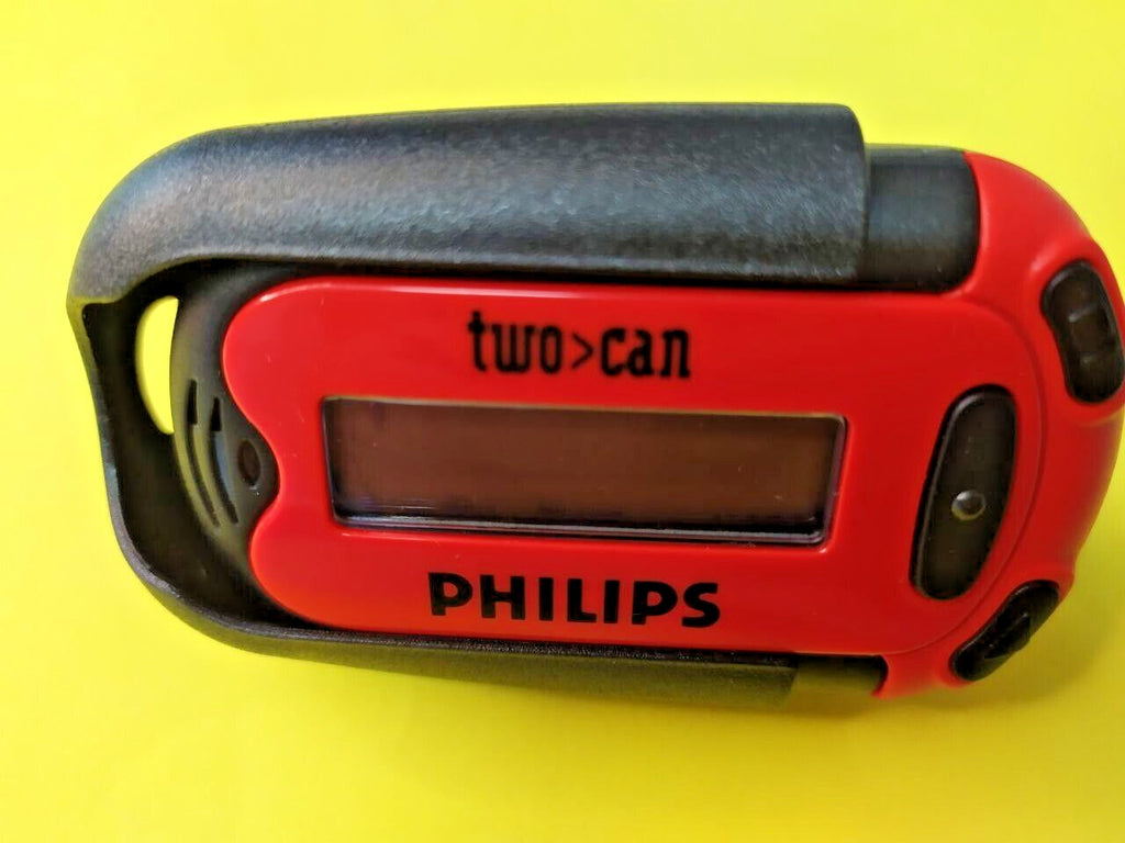 Vintage Philips Two Can pager in red and black with LCD screen