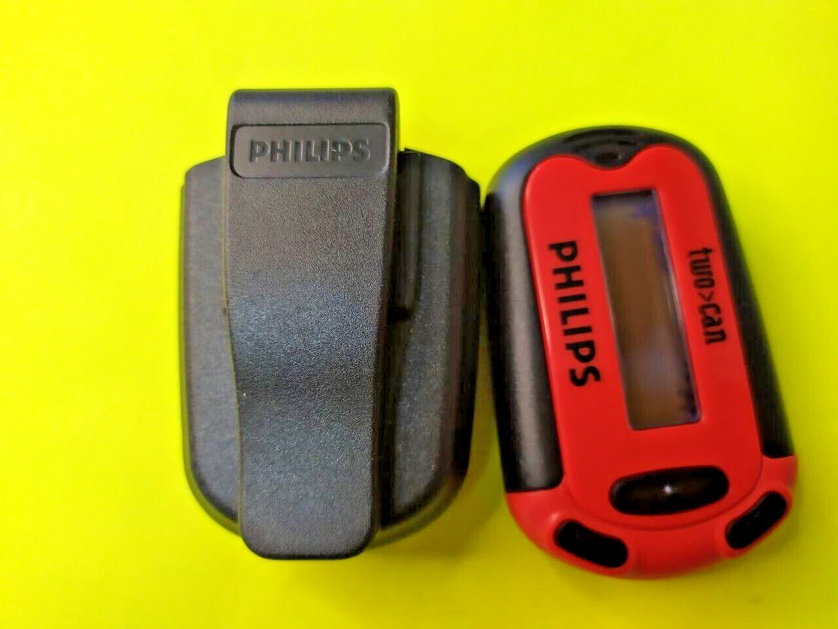 Retro beeper with black plastic belt clip holster