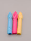 Set of 3 vintage plastic cap covers with fluted design in blue, pink and yellow