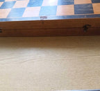 Wear and scratches on the wooden board of a Soviet chess set – detail 7