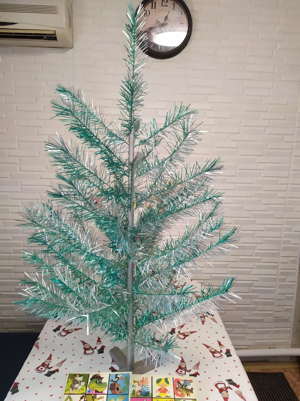 Silver-green branches of a vintage USSR artificial Christmas tree