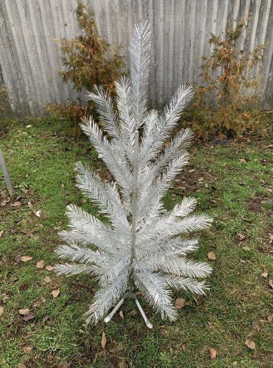Silver Christmas tree from the USSR, full view