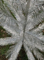 Soviet New Year tree silver branches close-up