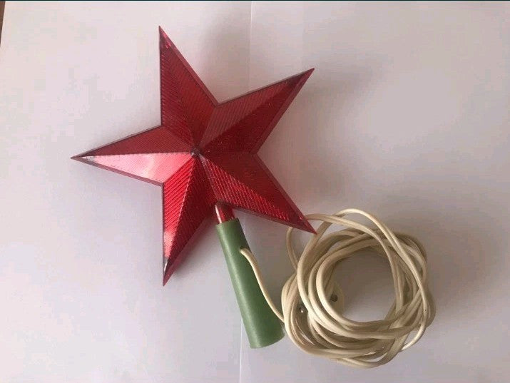 Vintage Soviet Christmas tree topper in the shape of a red star