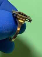 Vintage Soviet jewelry 14K gold ring on display