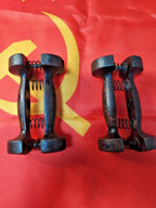 Close-up of Soviet hand gripper steel spring and aged patina