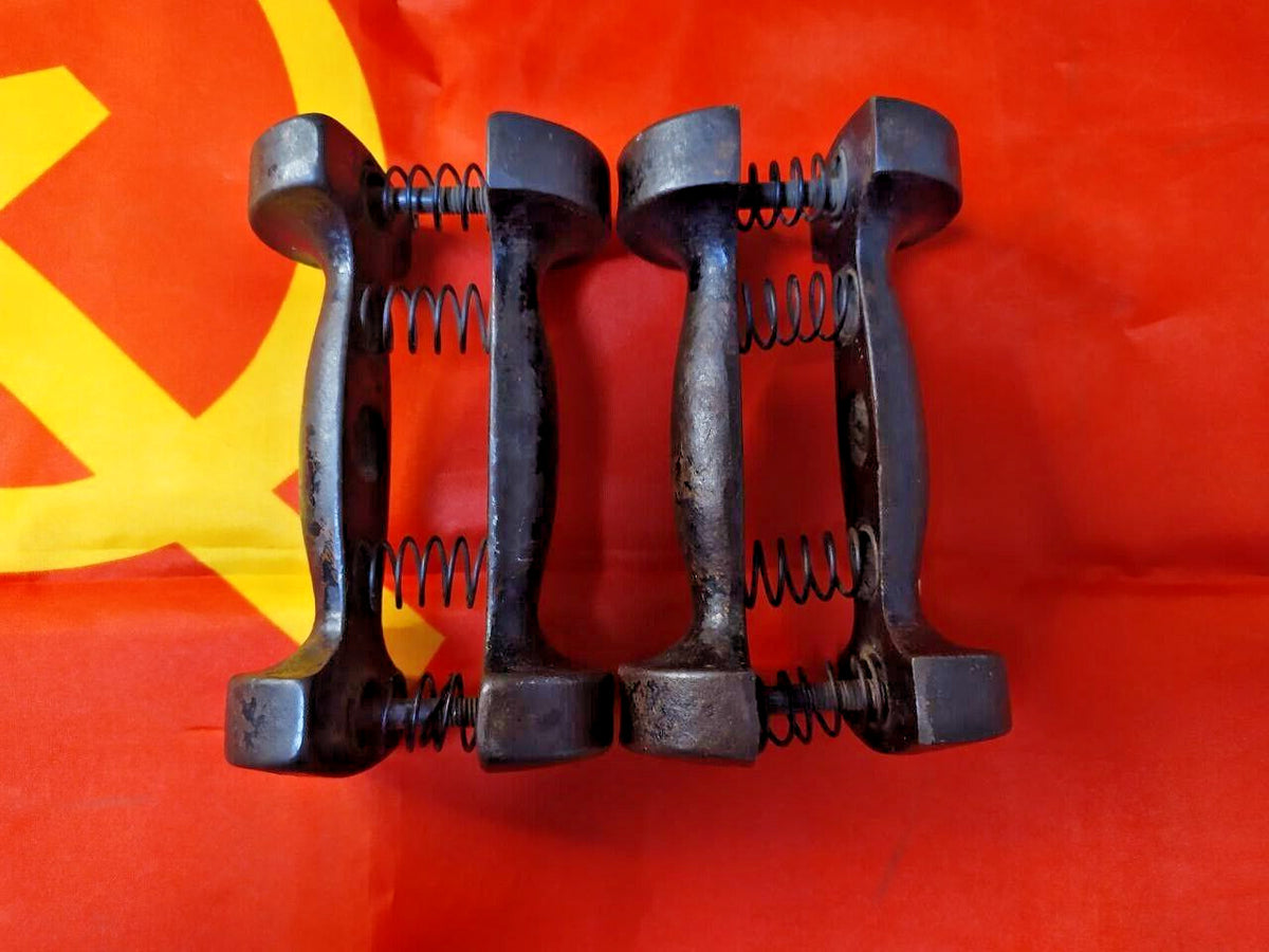 Close-up of Soviet hand gripper steel spring and aged patina – detail 7