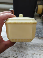 Vintage Soviet jewelry box, cream carbolite octagonal powder box with lid