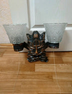 Vintage Soviet lamp, double wall sconce with Neptune Sea King design and glass shades